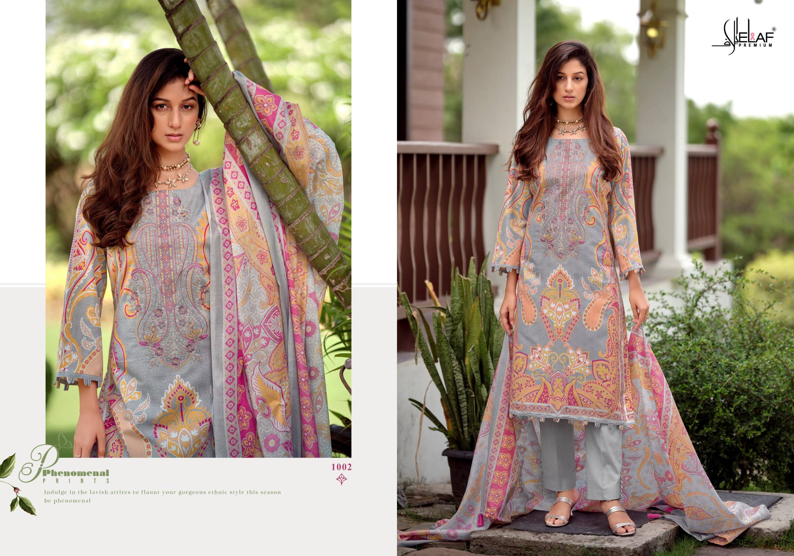 ELAF ASRAJOFA VOL 2 By ELAF PREMIUM 1001 To 1008 Series Beautiful Festive Suits Stylish Fancy Colorful Ethnic Wear Soft Cotton Print Dresses At Wholesale Price